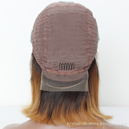 Factory hair vendors black gold straight 13*4 frontal lace bob wigs 100% human hair remy wigs  cuticle aligned hair from india